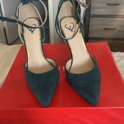 Emerald Green suede Heels