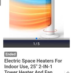 Electric Space Heaters For Indoor Use, 25" 2-IN-1 Tower Heater And Fan Combo, 70°Oscillating, 2S Instant Heating, 1500W, 3 Heating & Fan Modes,Electri