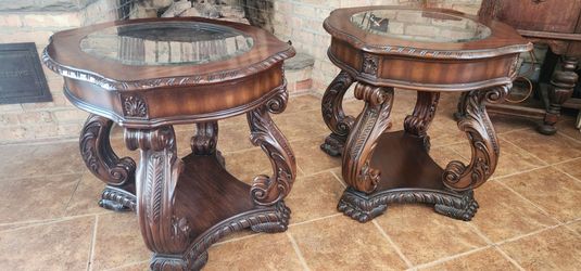 Elegant Glass Top End Table Set