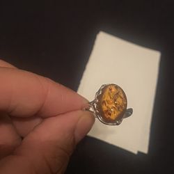 Sterling Silver Baltic Honey Amber Ring