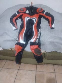 one piece leather motorcycle suit size large $50