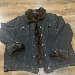 Dennis Basso Jean Jacket with Removable Faux Fur Vest 