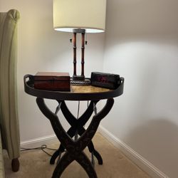 WOOD TABLE WITH REMOVABLE TRAY 