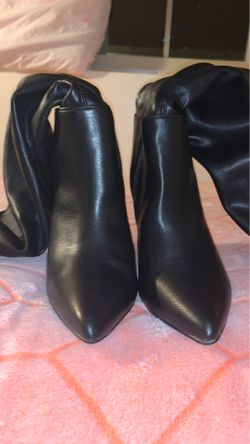 Faux Leather Thigh-High Boots