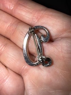 Silver-Tone Letter DInitial Brooch Pin