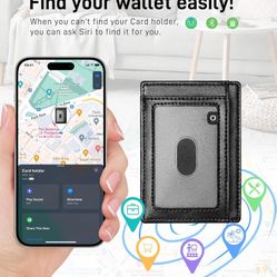 New Wallet with Smart Tracker Works for Find My App, GPS Credit Card Holder Leather Slim Minimalist RFID Blocking Smart High capacity and ID window Wa