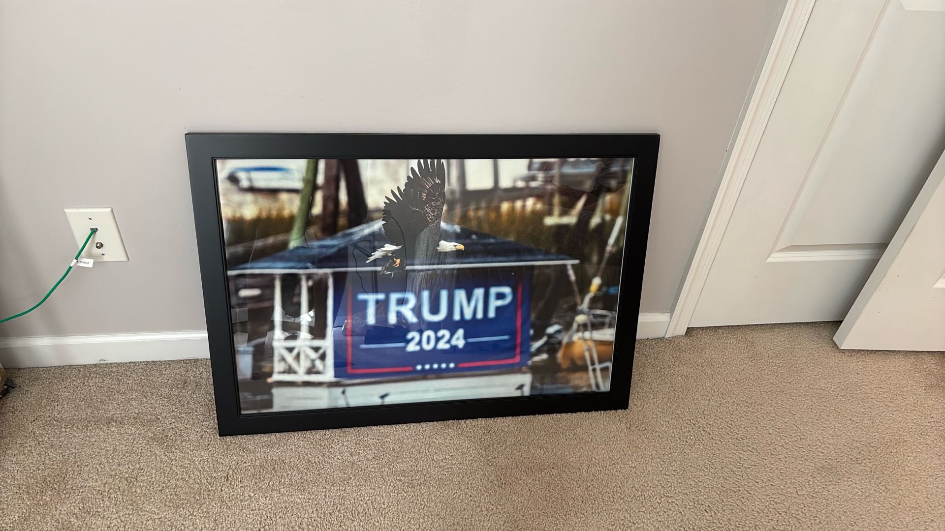 Bald Eagle Framed Trump Sign