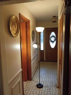 Six foot pedestal lamp two lights with shades