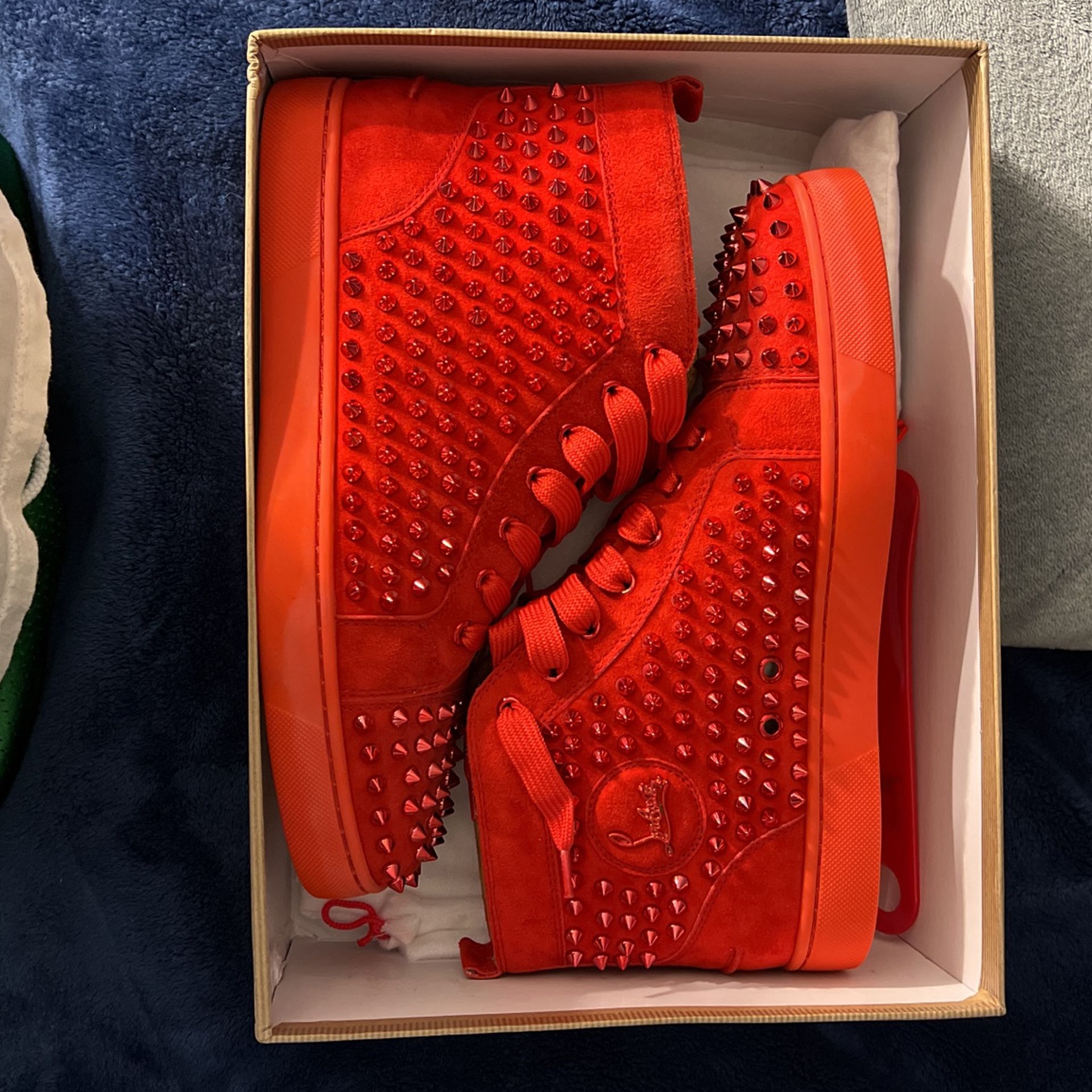 Christian Louboutin High Top Sneakers All Red Size 42(9) display picture 3