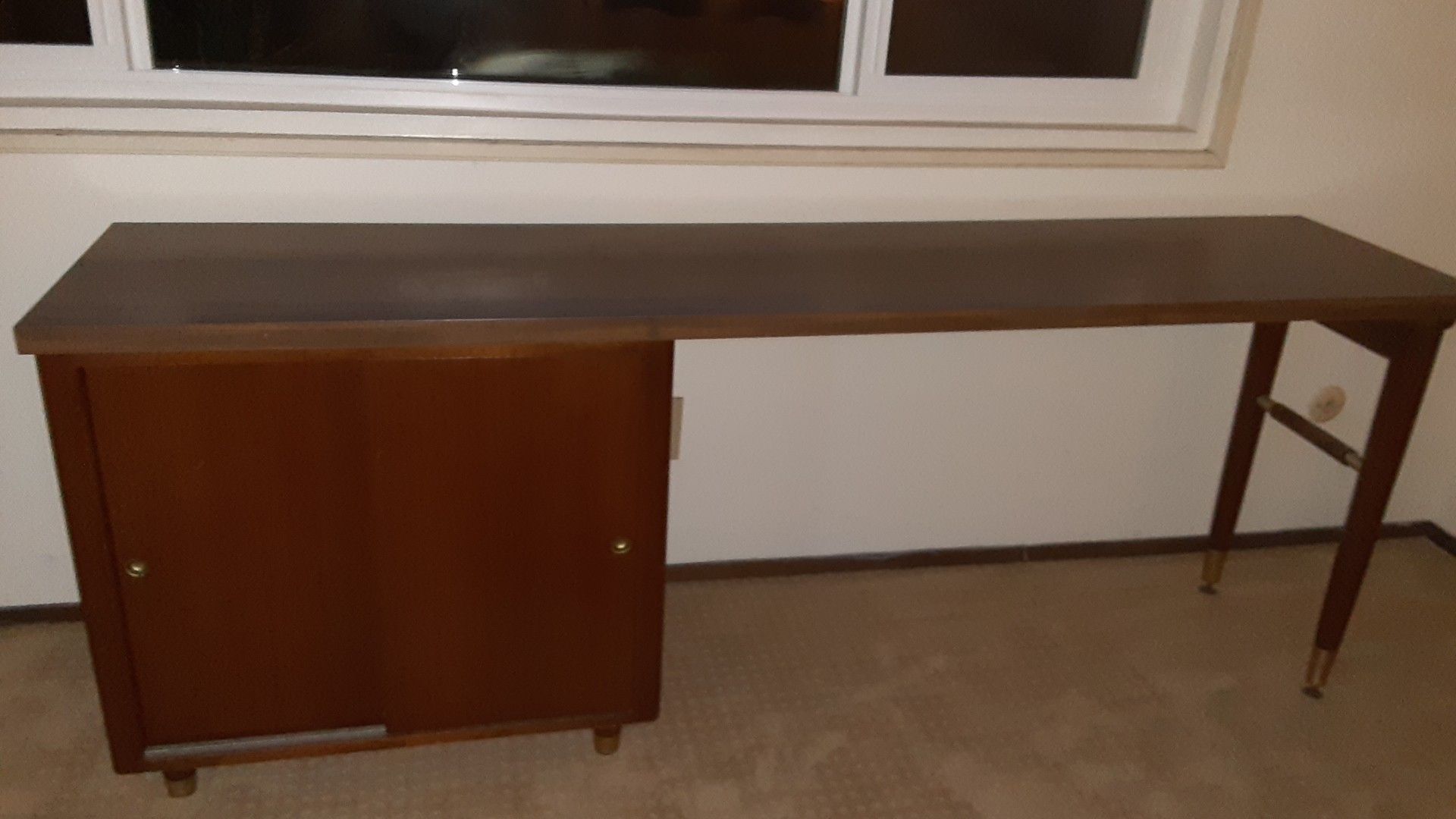 Lg desk, console, mid century
