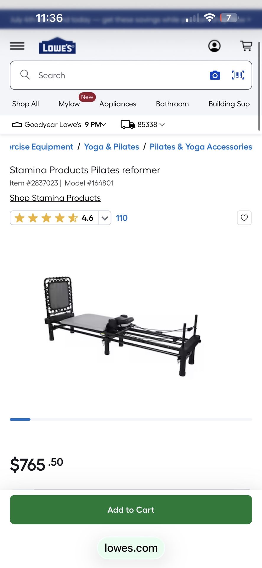 Pilates Reformer Workout Equipment Home Gym 