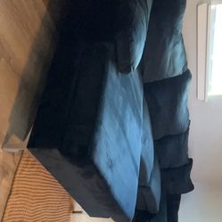 Black Double L Shaped Suede Couch