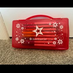 American Girl Red Color Pencil, Marker Case Like New!