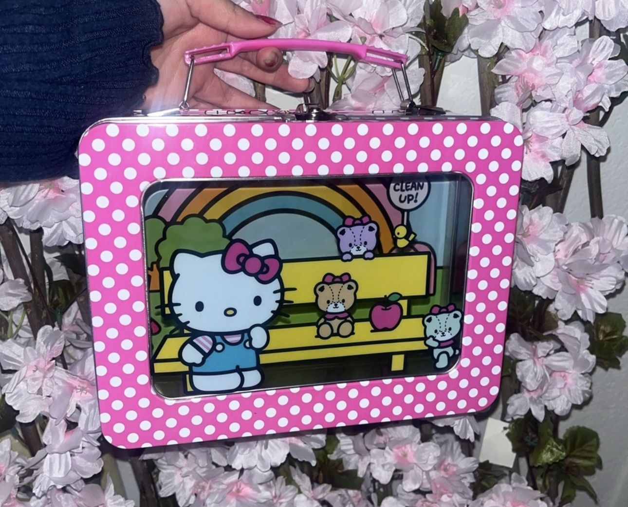 Cute Pink Polka Dot Hello Kitty LunchBox