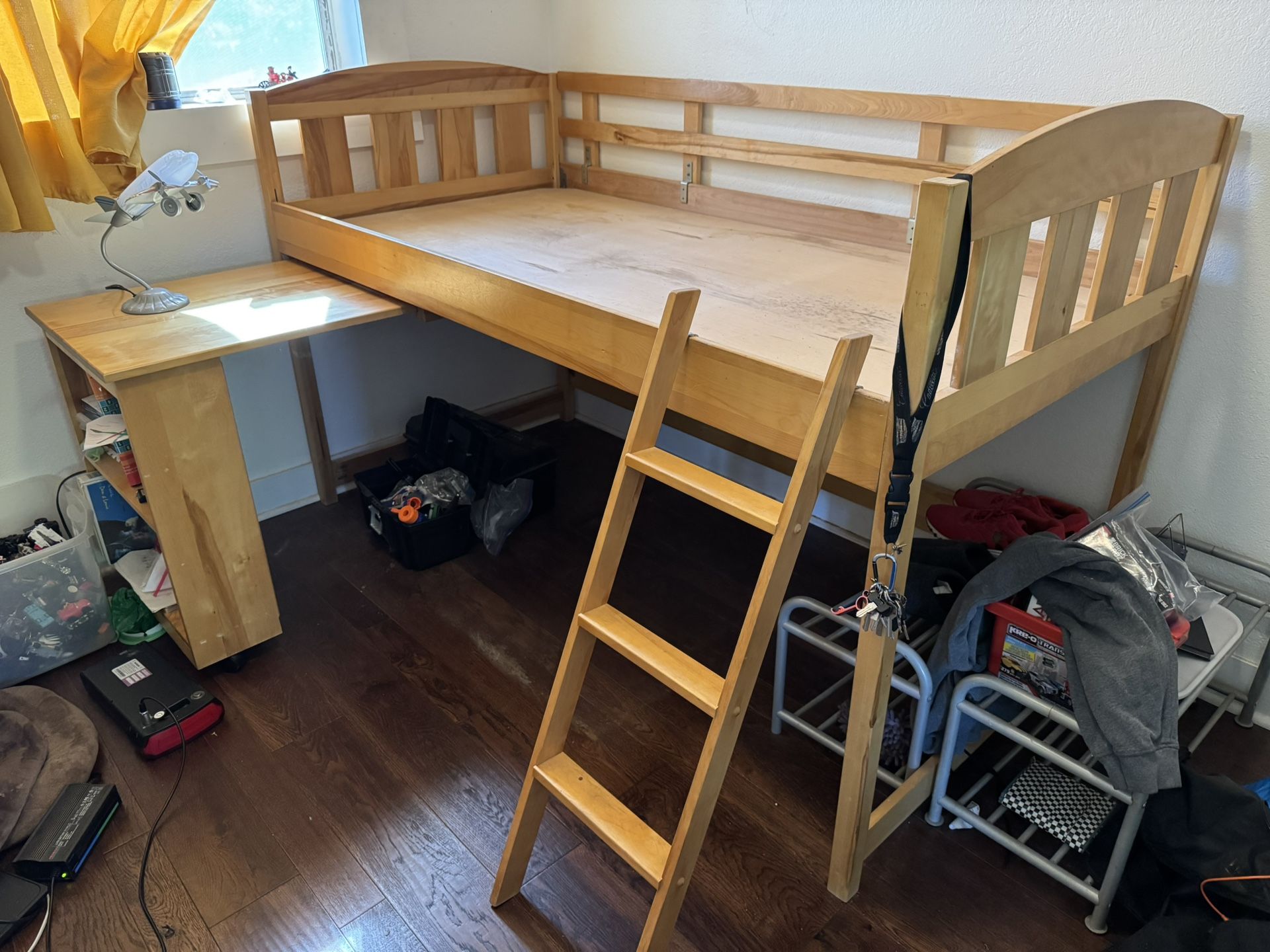 Wooden Loft Bed With Desk