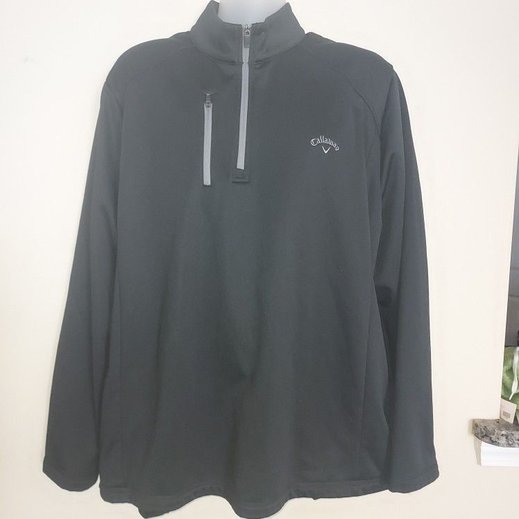 Callaway Mens Pullover Fleece Lined Size XXL 1/4 Zip  Golf Jacket Black