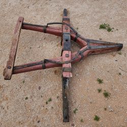 Old Antique Horse Drawn Wagon Axle & Towing Tongue Wood & Iron Parts