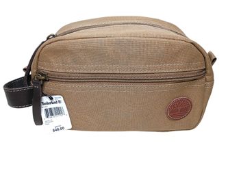Mens Toiletry Bag Timberland New With Tags Brown Canvas & Leather Travel Case Luggage