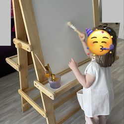 Kid chalkboard 3in 1,  side trays for chalk, paper, maker