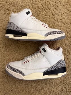 Size 8.5 (Pre owned, no box) - Air Jordan 3 retro white cement reimagined