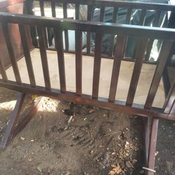 Baby Wooden Crib Rocker With Little Matress