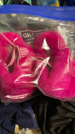 baby UGG Pink Fuzzy Slide Slippers