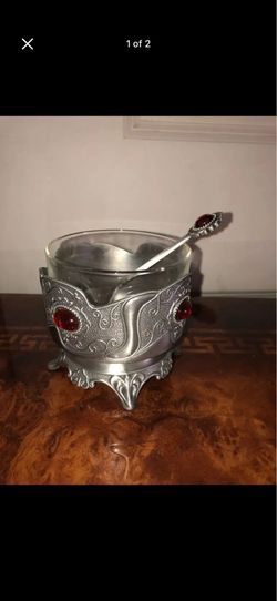 Glass Dessert Cups w Spoons New