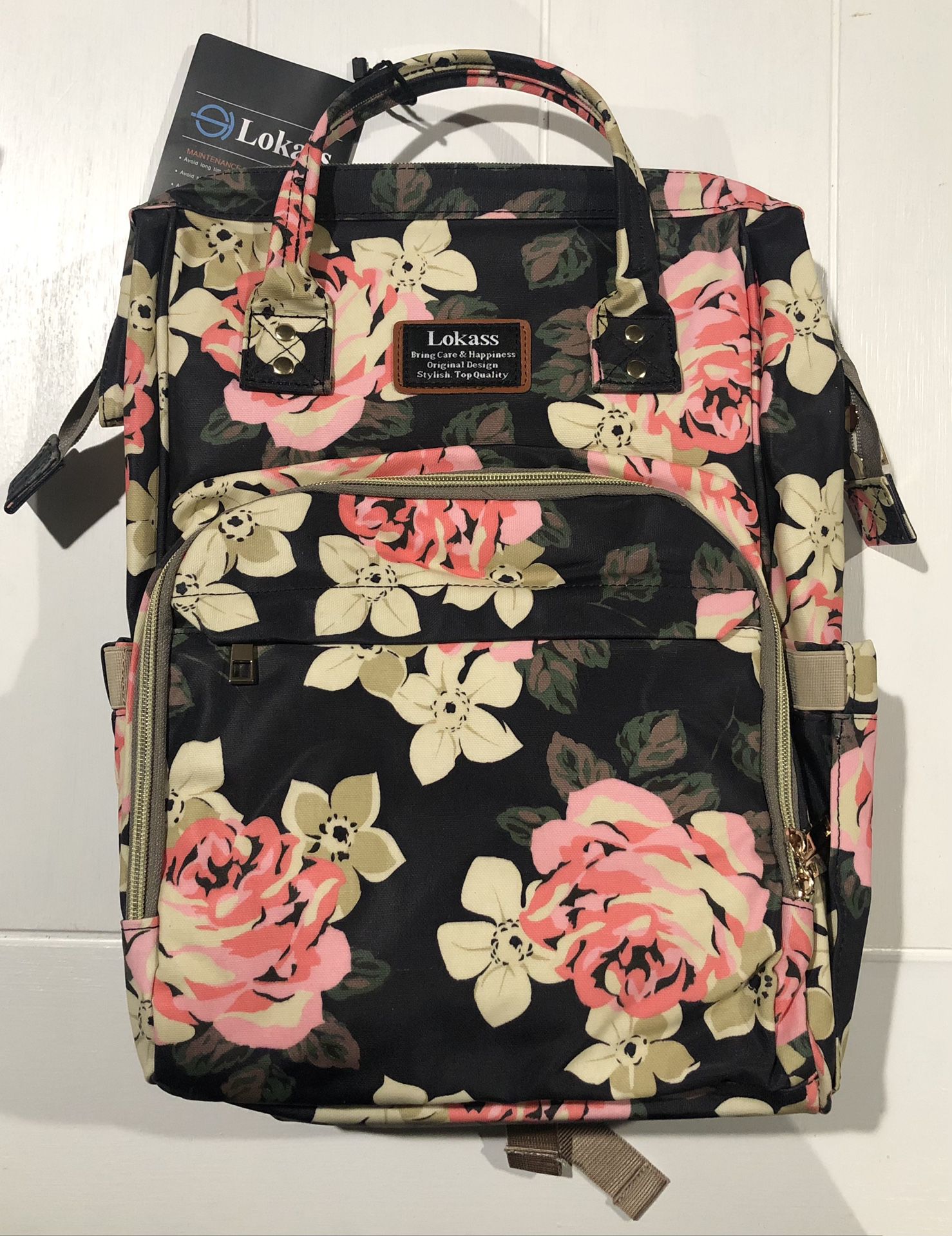 NWT Lokass Diaper Bag/Backpack Flower Pattern - $25