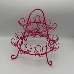 Pink Two-Tier Wire Cupcake Stand