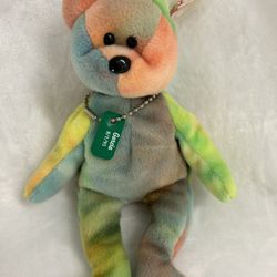 Ty Beanie Baby Garcia Bear - Tie-Dye w/ Tag Protector