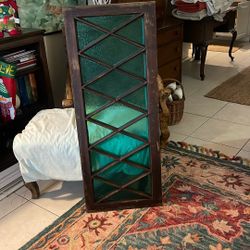 Antique Green Glass Stained Window 