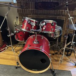 PDP by DW Maple MX Series Drum Set. 8 Ply North American Maple in Red Satin Finish
