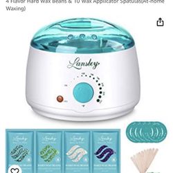 Lansley Wax Warmer Hair Removal Home Waxing Kit Electric Pot Heater for Rapid Waxing of All Body, Face, Bikini Area, Legs with 4 Flavor Hard Wax Beans