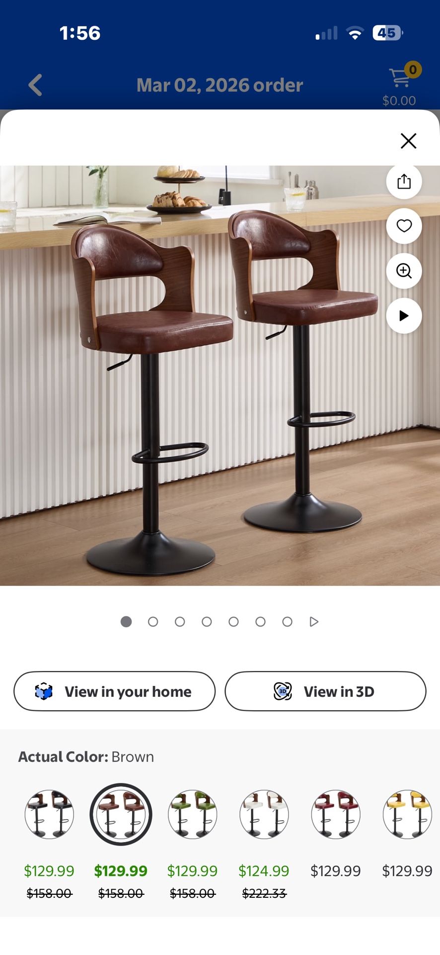 Set of 2 Swivel Bar Stools