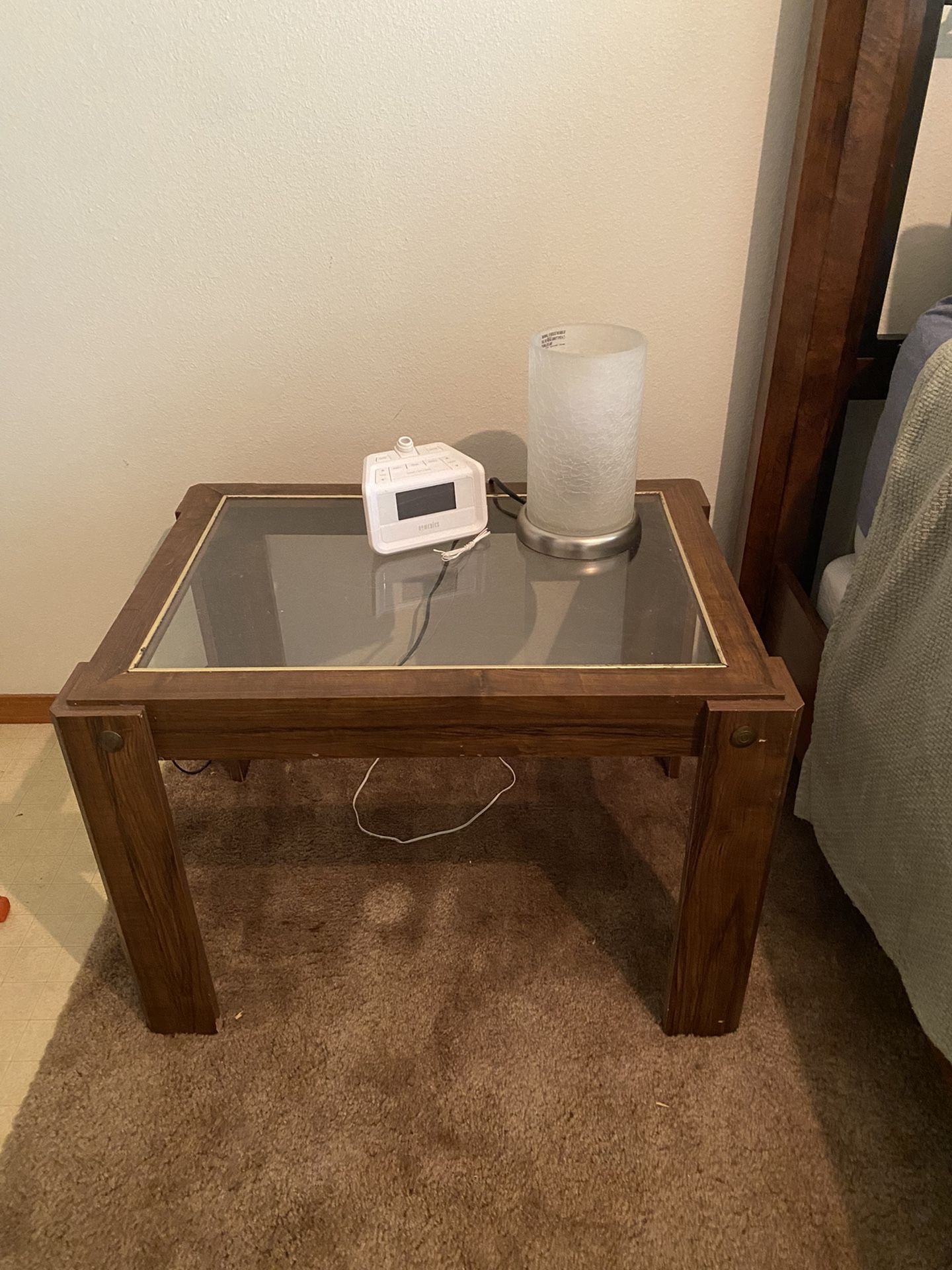 Wood and Glass Side Table