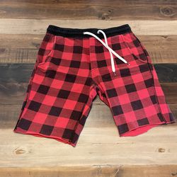 American Eagle Red Tartan Sweat-shorts