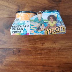 Mattel RoseArt Washable Sidewalk Chalk Paint 2ct Neon ORN/blu

