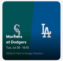 Dodgers tickets. 7/28. Tue. 25FD + parking