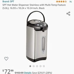SPT Hot Water Dispenser Stainless with Multi-Temp Feature (5.0L), 16.93 x 10.24 x 10.24 Inch

