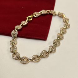 💥Anklet 💥prong Setting Simulated Diamonds 18k Gold Filled Mariner Puffy Links Women Anklet 