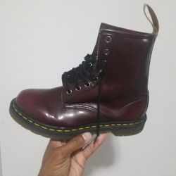Selling There " Dr . Marten" Burgundy Boots , Size 8 , Slightly Used For $ 75 ...!