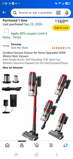 Sancorp cordless stick vacuum