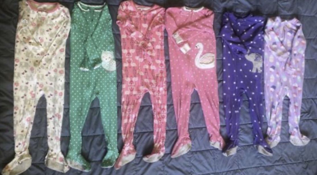 3T Footed onesies pajamas girl warm pjs fleece cotton