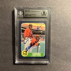 1986 Fleer #636 Vince Coleman/Willie McGee "Cardinal Ignitors" w/  Dual on card autos. Negotiable