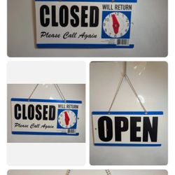 Business Sign Open Closed with clock & chain