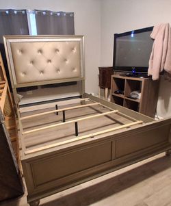 Queen Bed Frame And Bed Bored  (Mattress NOT included)