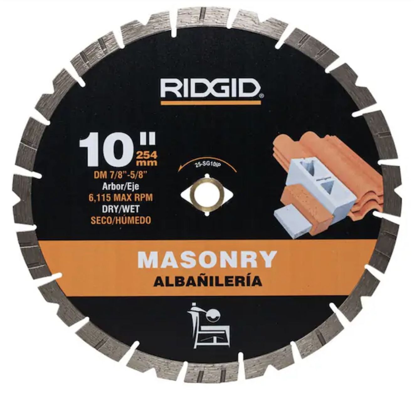 RIDGID 10 in. Masonry Cutting Segmented Rim Diamond Saw Blade