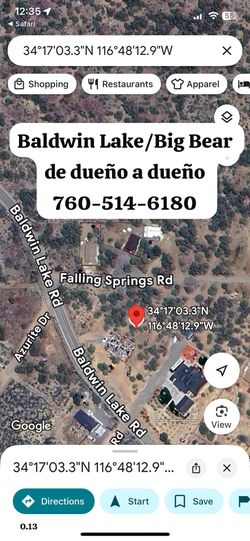 Terreno De Venta En Baldwin Lake/ Big Bear De Dueño A Dueño 