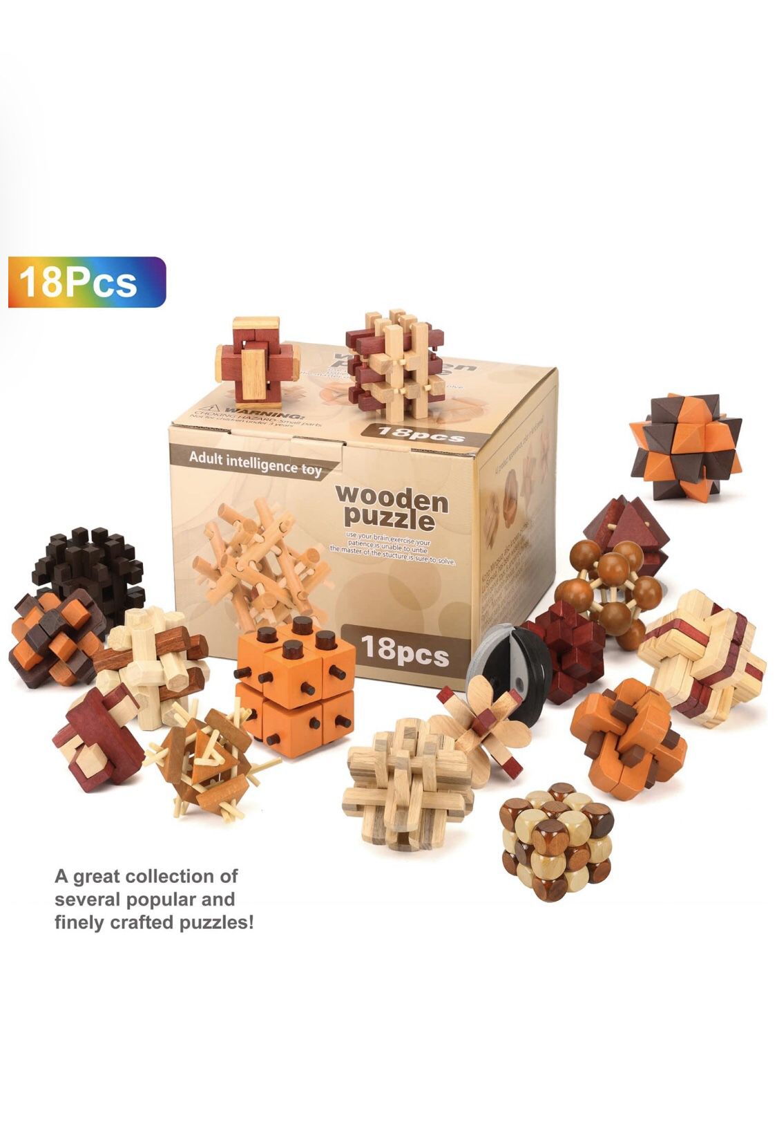 3D Wooden Brain Teaser Puzzle Diamond Cube Interlocking Jigsaw Puzzles for Teens and Adults #2 - Challenge Your Logical Thinking - Ideal Gift