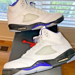 Jordan 5 Retro (GS) White/Dark Concord Black (Size 7Y)